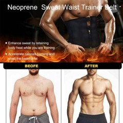 Men Neoprene Sauna Belt Sweat Body Shaper Waist Trainer Fat Burner Shapewear GYM