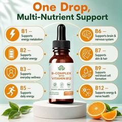 Suiyilary Vitamin B Complex Liquid Drops, B12 Methylcobalamin, B9 Folic, Vitamin
