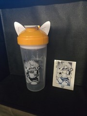 Waifu Cup Anime Cat Ear Plastic Shake Bottle 24oz Screw-on Lid Reusable Clear
