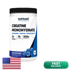 Nutricost Creatine Monohydrate Powder Blue Raspberry 500 Grams 1.1 Lbs