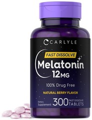 Melatonin 12mg Fast Dissolve Tablets – 300 Count | Drug-Free Sleep Aid | Vegan,