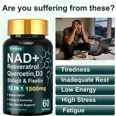 NAD+ Supplement with Resveratrol for Anti-Aging Energy Focus Vitality 60 Capsule