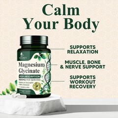 Magnesium Glycinate 1000mg – Chelated for 120 Count (Pack of 1)
