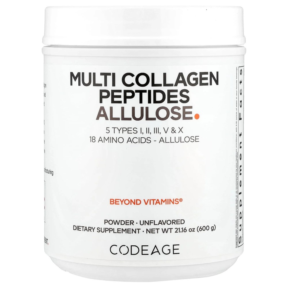 2 X Codeage, Multi Collagen Peptides Allulose, Unflavored, 21.16 oz (600 g)