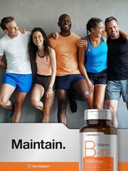B12 Sublingual Methylcobalamin | 2000mcg | 200 Dissolvable Tablets | by Horbaach