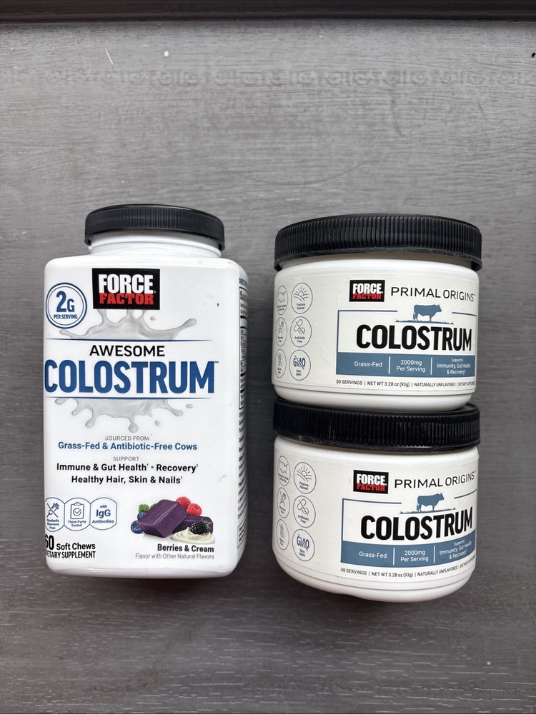 FORCE FACTOR Awesome Colostrum 60 Soft Chews 12/2026 & Powder x2 – 5/2026
