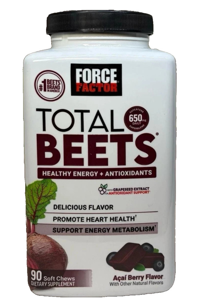 Force Factor Total Beets Chews for Healthy Blood Pressure 90 Soft Chews. NEW