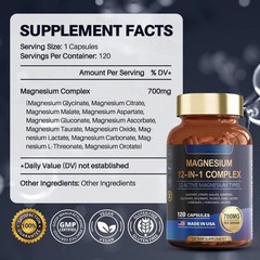 12-in-1 Magnesium Complex 700mg, High Absorption Forms for Daily Support