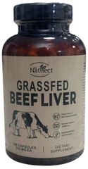Natnect Supplements Grassfed Beef Liver, 180 Capsules 500mg, Exp 11/26