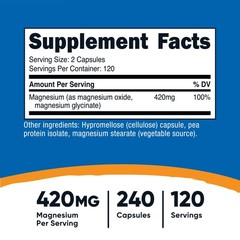 Nutricost Magnesium+ Extra Strength 420mg, 240 Capsules – 120 Servings