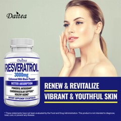 Resveratrol Capsules 3000mg Anti-Aging Antioxidants, Radiant Skin 30/60/120 Caps