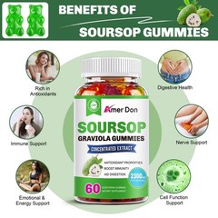 Soursop Graviola Gummies 2300mg – Antioxidant, Immune Support, Digestive Health