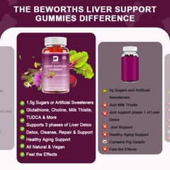 2Packs Liver Support Gummies, Immune, Cleanse, Detox & Repair with Milk Thistle