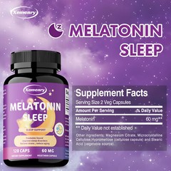 Melatonin 60mg – Night Sleep Aid, Fall Asleep Faster, Improve Sleep Quality