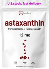 Astaxanthin 12mg Antioxidant Supplements Fresh Microalgae Eye Joint Skin Health