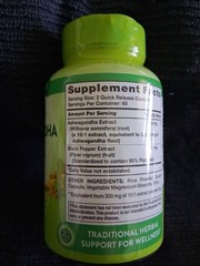 Herbal Supplement Ex. Strength 120 Ct. Ashwagandha 3000 mg Non GMO EXP. 08/28