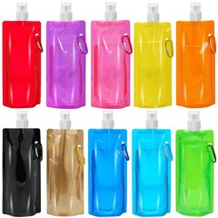 10 Pcs Collapsible Foldable Water Bottle 480ml, Leak Proof with 16 Ounces