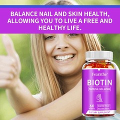 Biotin 10000mcg Rapid Release High Potency 60 Gummies Hair Skin Nails Supplement