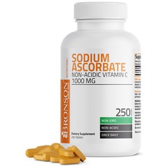 Bronson Vitamin C (Non Acidic) Sodium Ascorbate, Gentle, 250 Tablets