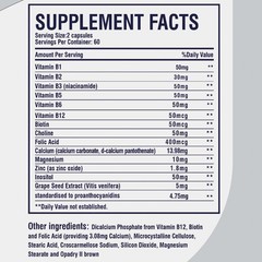 Vitamin B Complex 120pcs,Promotes Brain & Nervous Health,Improves Mental Clarity