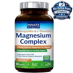 Complejo de Magnesio con Vitamina D3, B6, Ashwagandha y L-Teanina 90 Cápsulas