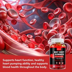 Beet Root Nitric Oxide Booster Promote Healthy Blood Pressure 60 Gummies