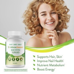 Biotin 10 000 mcg Maximum Strength High Potency 100 Tablets Hair Skin and Nails