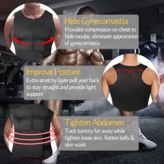 Men Sauna Suit Sweat Vest Waist Trainer Body Shaper Tank Top Compression Shirts