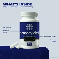 MemoryVitali Capsules, Daily Brain & Memory Support Supplement 60ct