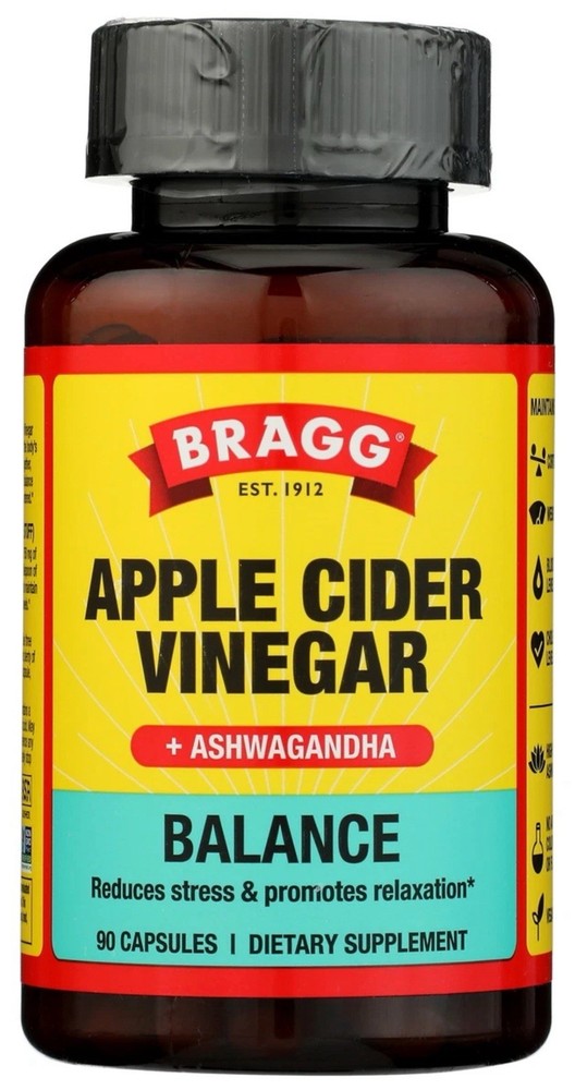 Bragg Apple Cider Vinegar + Ashwagandha Balance-90 Capsules Exp 4/2027^ PLM