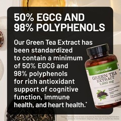 Green Tea Extract Capsules 1000 mg – 50% EGCG & 98% Polyphenols – Extra Stren…