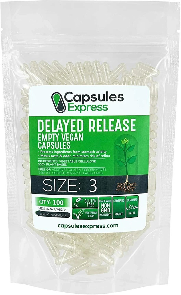 XPRS Nutra Size 3 Delayed Release Empty Vegan Capsules Pills Vegetable DIY