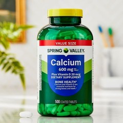 3 Pack Spring Valley Calcium Plus Vitamin D Tablets 600 mg Bone Health 500 Count