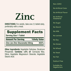 Zinc, Supports Immune System Function, Dietary Supplement, 50 Mg, Caplets, 100 C