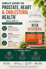 3 Bottle Beta Sitosterol 800mg Prostate Support Urinary Bladder KRK Supplements