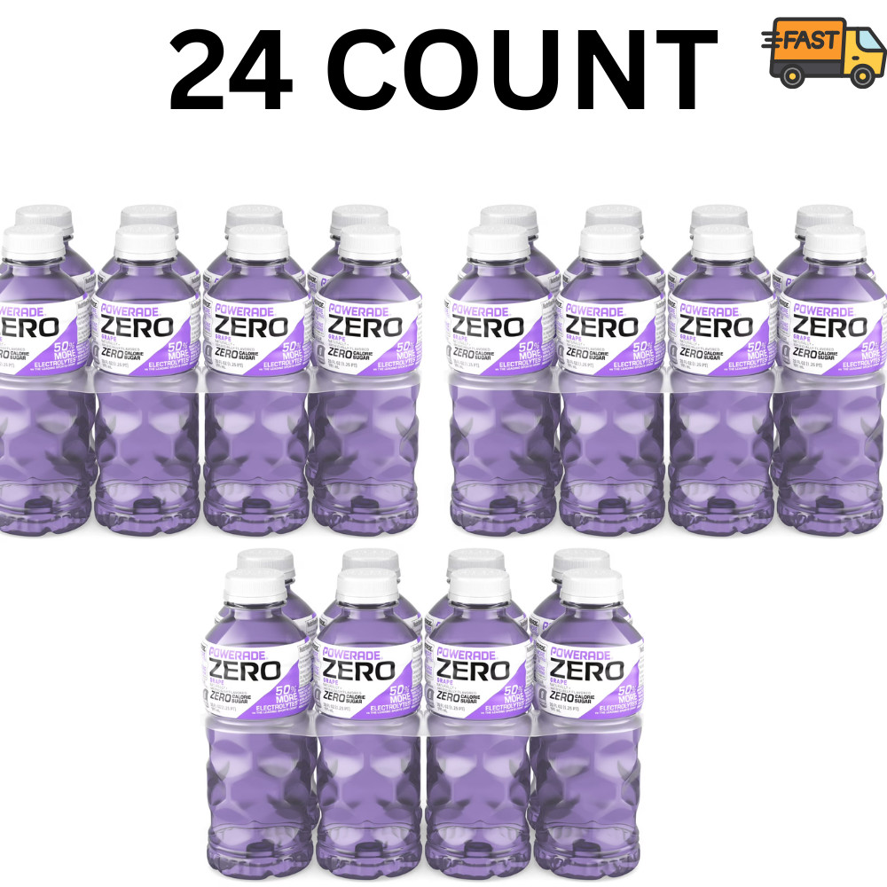 Powerade Zero Sugar Grape Sports Drink 20oz Bottles 24 Pack