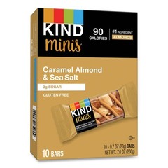 KIND Minis, Caramel Almond Nuts/Sea Salt, 0.7 oz Bar, 10/Pack