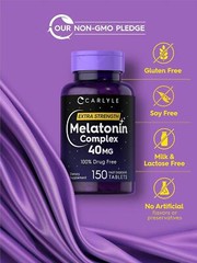 Melatonin 40 Mg Complex Ashwagandha Chamomile Extra Strength Sleep Aid, 150 Tabs