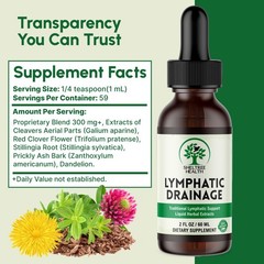 Organic Lymphatic Drainage Drops 2 Fl. Oz | Vegan, Non-GMO Supplement with Cleav