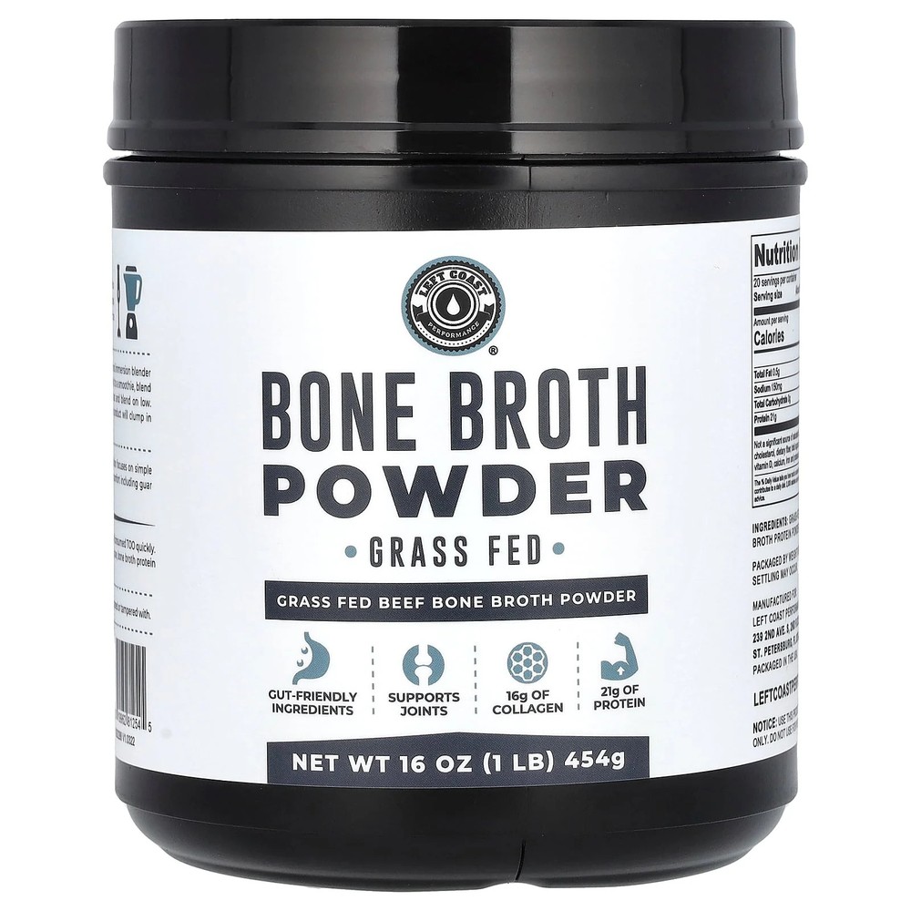 2 X Left Coast Performance, Bone Broth Powder, Beef, 16 oz (454 g)