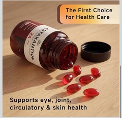 GBN Astaxanthin Supplements 24mg 200 Softgels, Supports Eye, Skin, Joint, Brain,