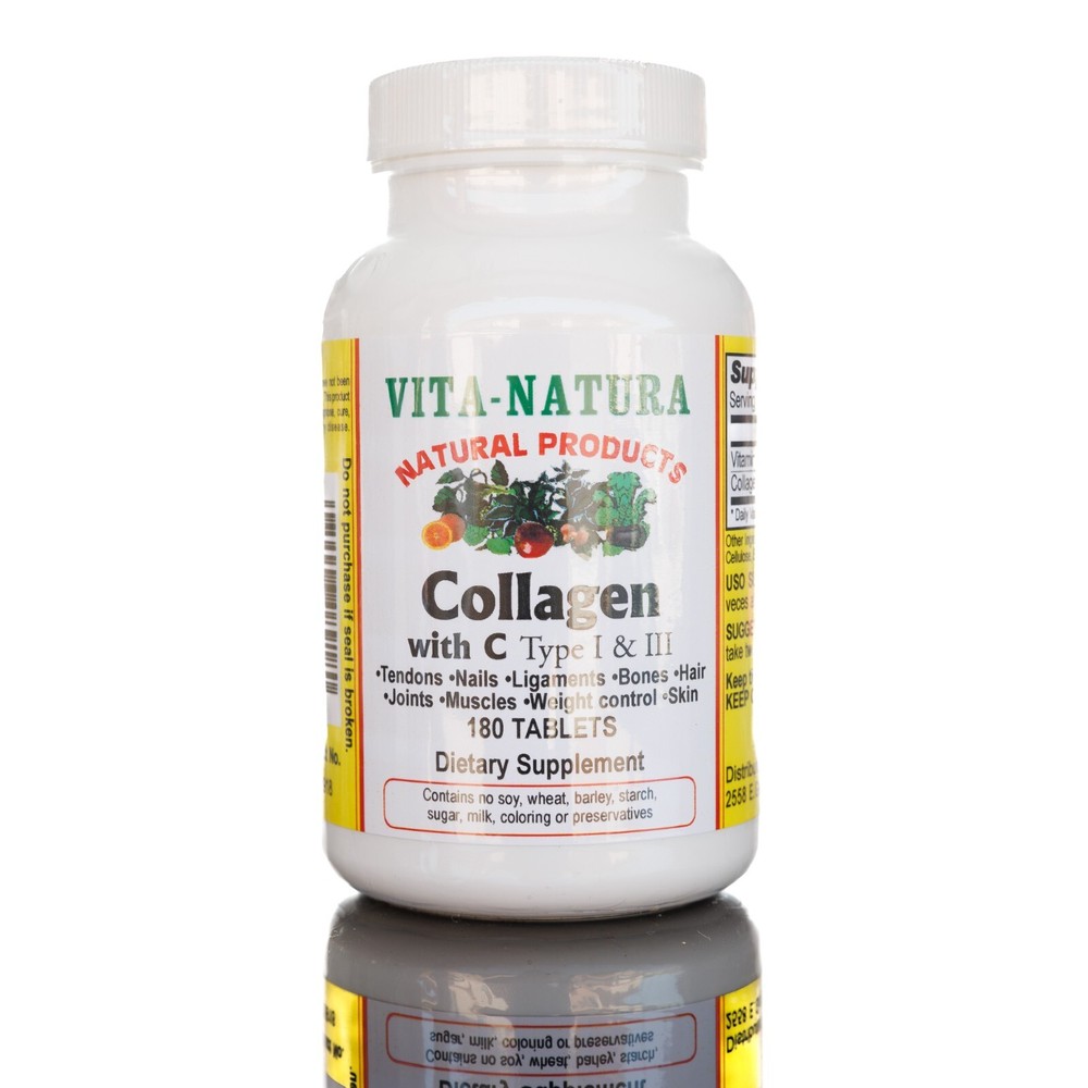 Collagen with C Type 1 & Type III Natural Supplements 180 tablets for Joint Pain