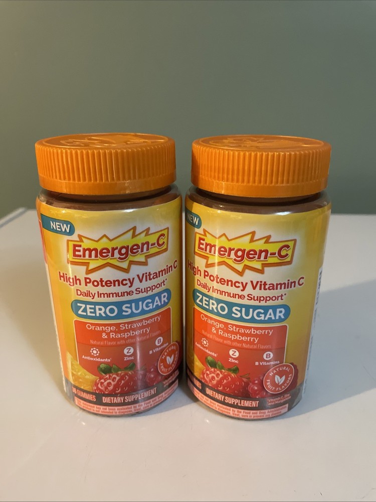(2) Emergency-C Zero Sugar Immune Support Adult Gummies 36 Count – Exp 12/2025