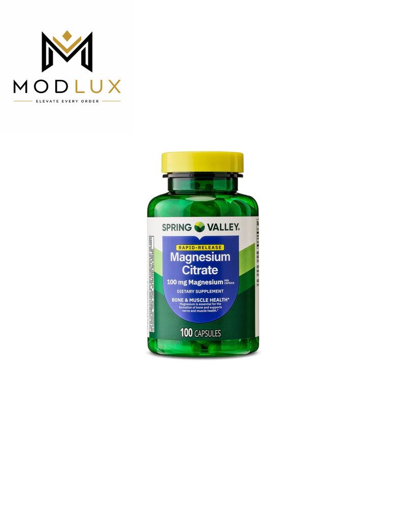 Spring Valley Magnesium Citrate 100mg Rapid-Release Capsules Bone Health 100 CT