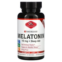 Olympian Labs Inc Melatonin Time Release 10 mg 60 Veggie Tablets Allergen-Free,