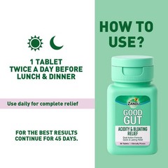 2x Zandu Good Gut Acidity & Bloating Relief Tablets 30 Tablets (60 Tablets)