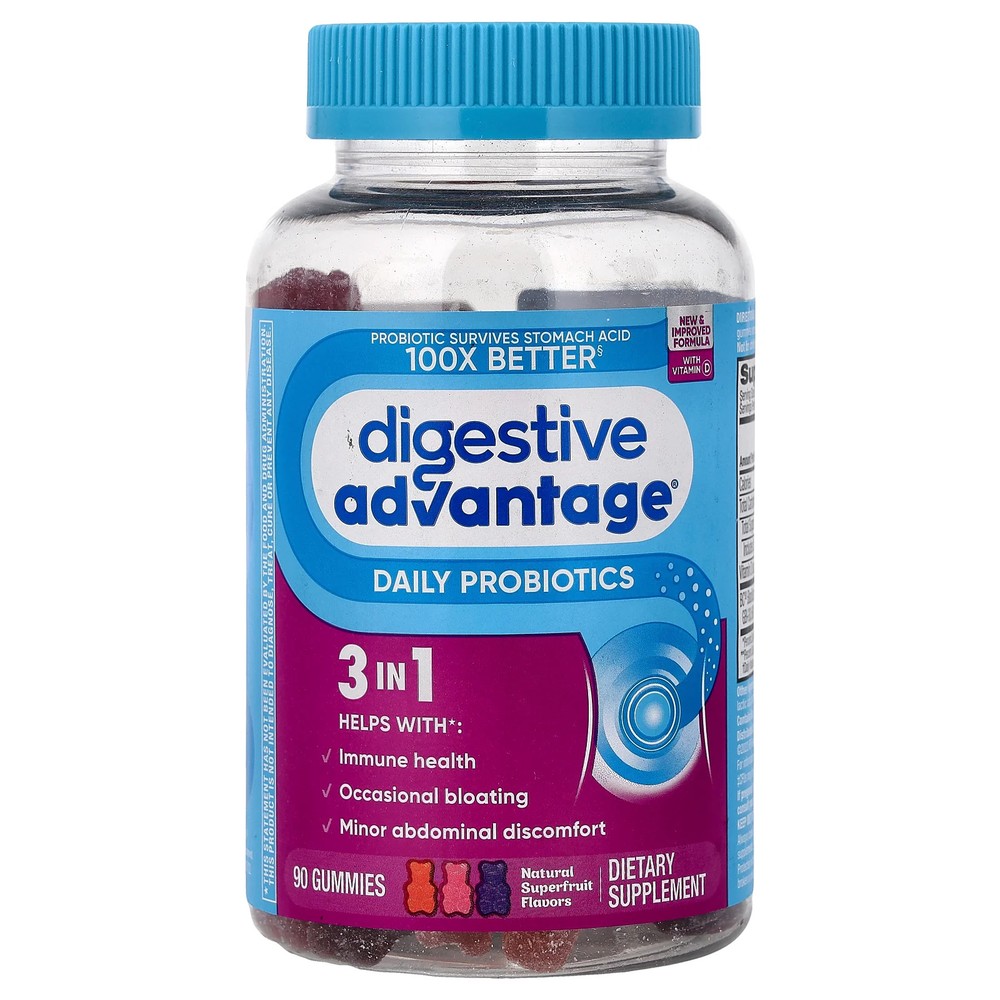 2 X Schiff, Digestive Advantage�, Daily Probiotics Gummies, Natural Superfruit,