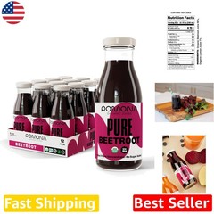 Organic Cold Pressed Beet Juice 12pk 8.4oz Glass Bottles No Sugar Kosher