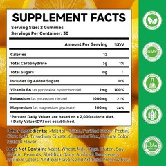 Potassium Citrate 1000mg Gummies, Potassium Supplement for Adults Women and Men,