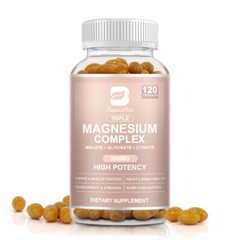 Triple Magnesium Complex Capsules, 300mg 360 Count – Gluten Free and Non-GMO